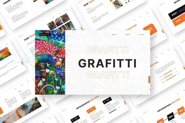 极简风格涂鸦作品展示PPT模板 - 顶尖PPT