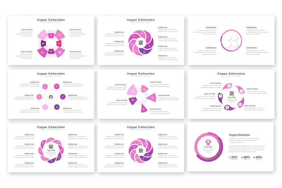 时尚杂志风格数据信息图形Keynote模板 - 顶尖PPT