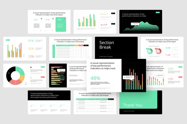 KPI关键指标数据看板Keynote模板 - 顶尖PPT
