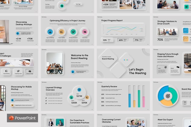 新拟态风格董事会会议PPT模板 - 顶尖PPT