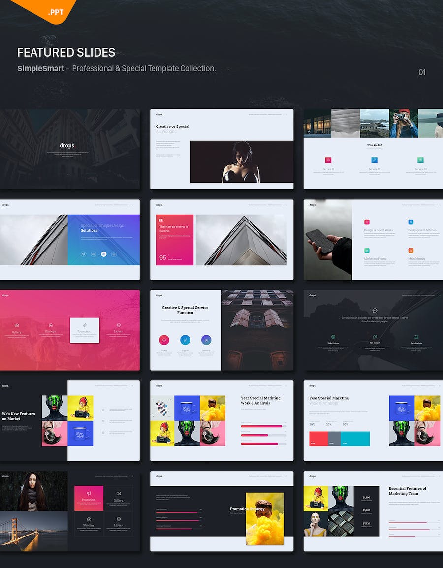 国外创意企业介绍计划总结商务通用PPT模板 - 顶尖PPT
