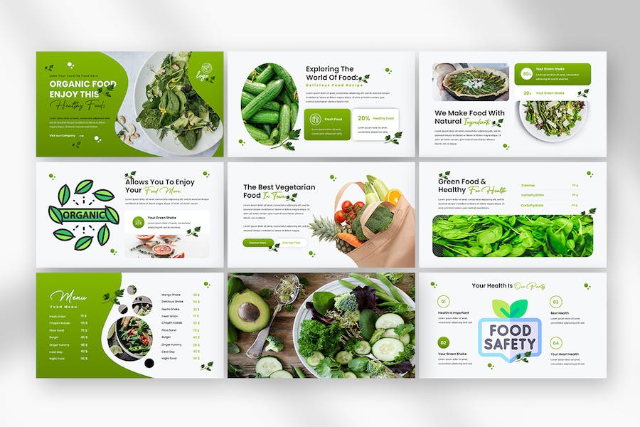 绿色有机蔬菜宣传展示PPT模板 - 顶尖PPT