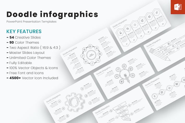 涂鸦信息图形图表讲述展示数据分析PPT模板 - 顶尖PPT