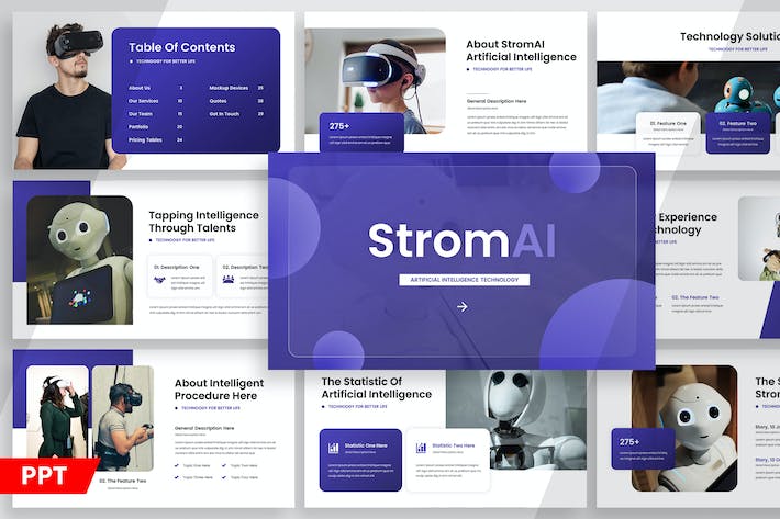 人工智能创意设计展示PPT模板 - 顶尖PPT