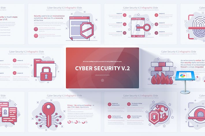 网络安全概念插画icon图形图表keynote模板 - 顶尖PPT
