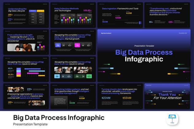 大数据流程可视化信息展示图形keynote模板 - 顶尖PPT