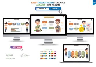 SWOT插画图形分析Keynote模板 - 顶尖PPT