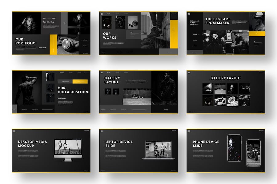 黑色系时尚风格通用PPT模板 - 顶尖PPT