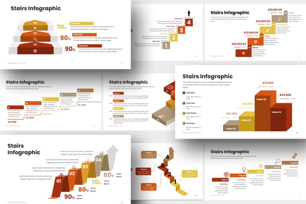 递进阶梯流程图形展示Keynote模板 - 顶尖PPT