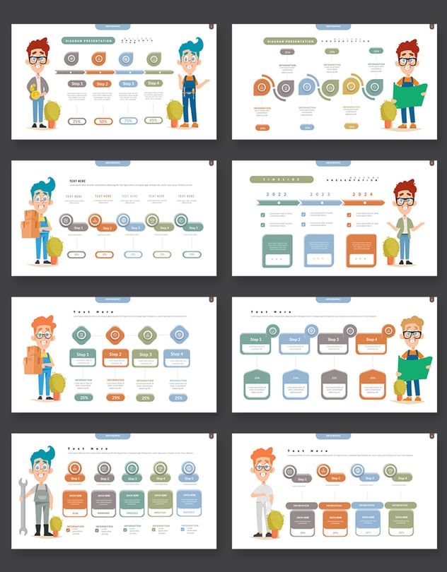 家政类人物图形插画keynote模板 - 顶尖PPT