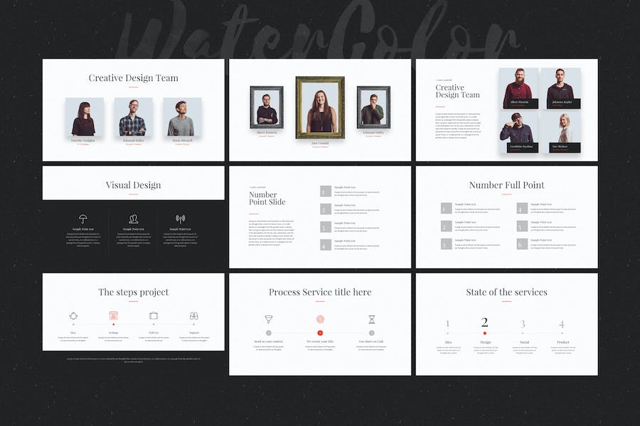 极简水彩艺术作品价值分析PPT模板 - 顶尖PPT