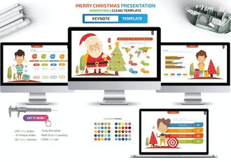 创业卡通圣诞老人圣诞节场景插画数据图形keynote模板 - 顶尖PPT