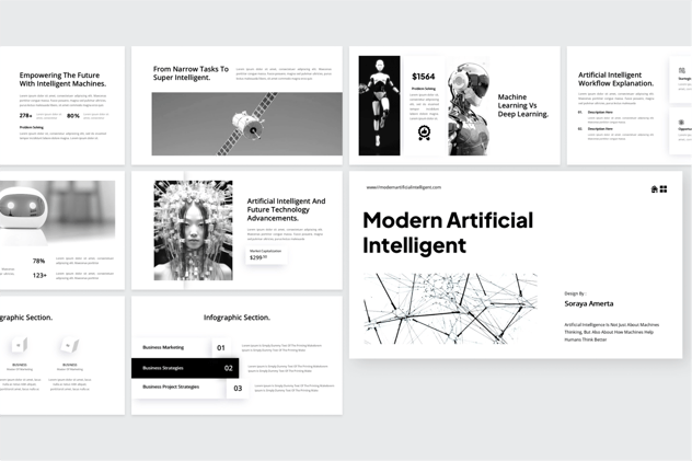 现代AI人工智能主题PPT模板 - 顶尖PPT