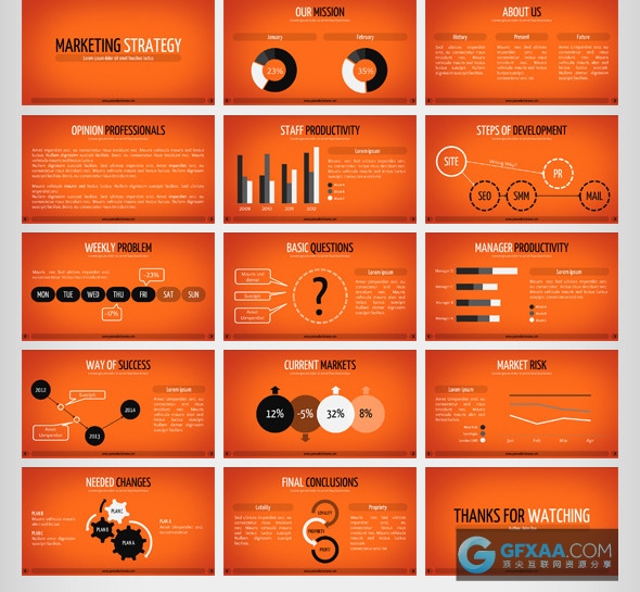 15页数据统计业务汇报包含3种PNG背景图 - 顶尖PPT