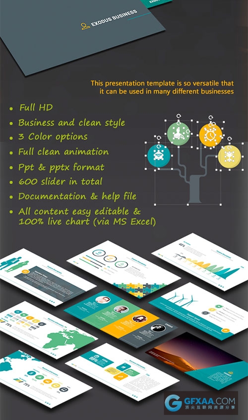 100页扁平化简约风格多用途PPT模板 - 顶尖PPT