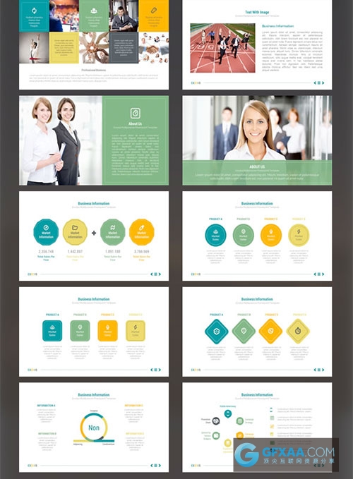 100页扁平化简约风格多用途PPT模板 - 顶尖PPT