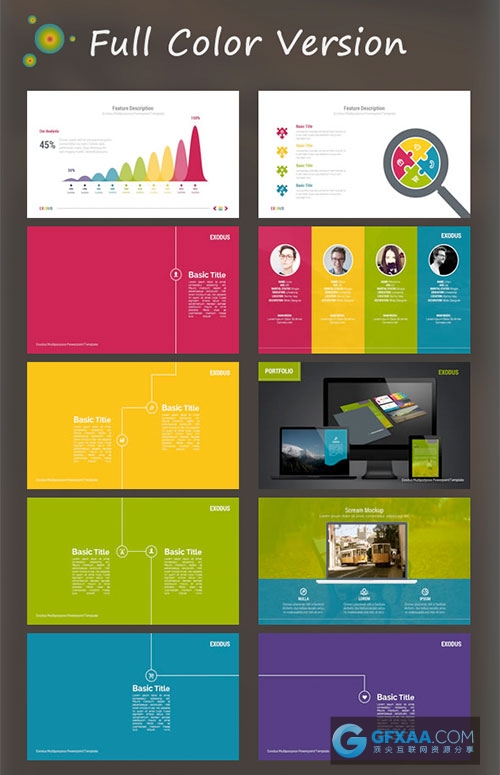 100页扁平化简约风格多用途PPT模板 - 顶尖PPT