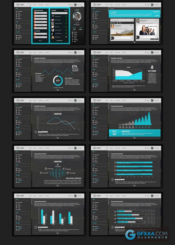 35页2种配色仿网页设计风格简历团队介绍PPT模板 - 顶尖PPT