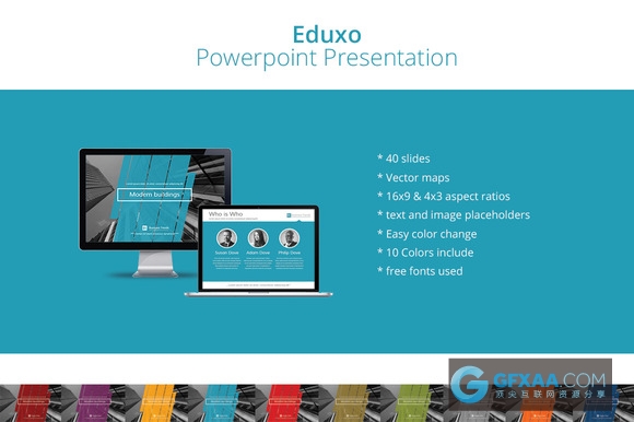 40页扁平化极简风格PPT模板10种配色 - 顶尖PPT