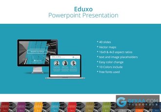 40页扁平化极简风格PPT模板10种配色 - 顶尖PPT