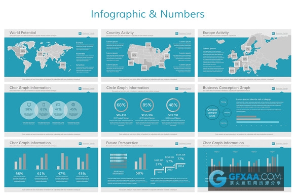 40页扁平化极简风格PPT模板10种配色 - 顶尖PPT