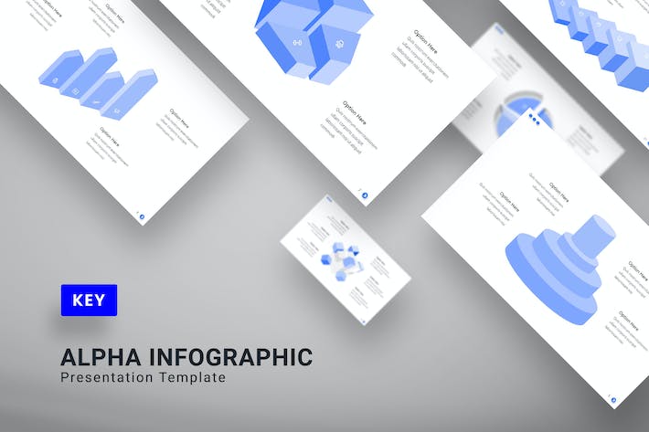 淡蓝色阶梯方块金字塔图形keynote模板 - 顶尖PPT