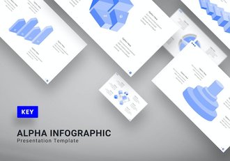 淡蓝色阶梯方块金字塔图形keynote模板 - 顶尖PPT