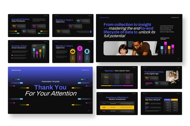 大数据流程可视化信息展示图形keynote模板 - 顶尖PPT