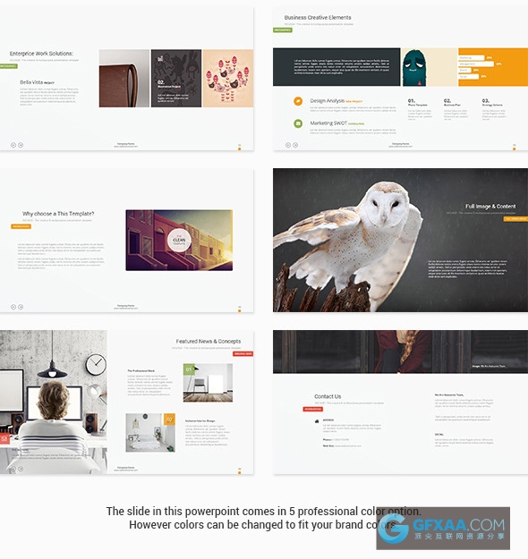 68页多色彩商务简约扁平化风格PPT模板 - 顶尖PPT