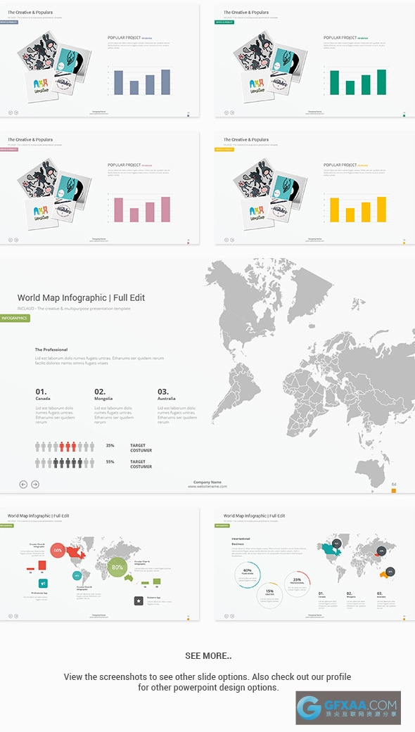 68页多色彩商务简约扁平化风格PPT模板 - 顶尖PPT