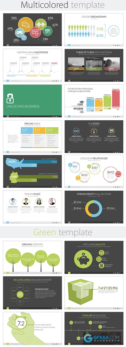 339页大型扁平化商务数据统计汇总PPT模板 - 顶尖PPT