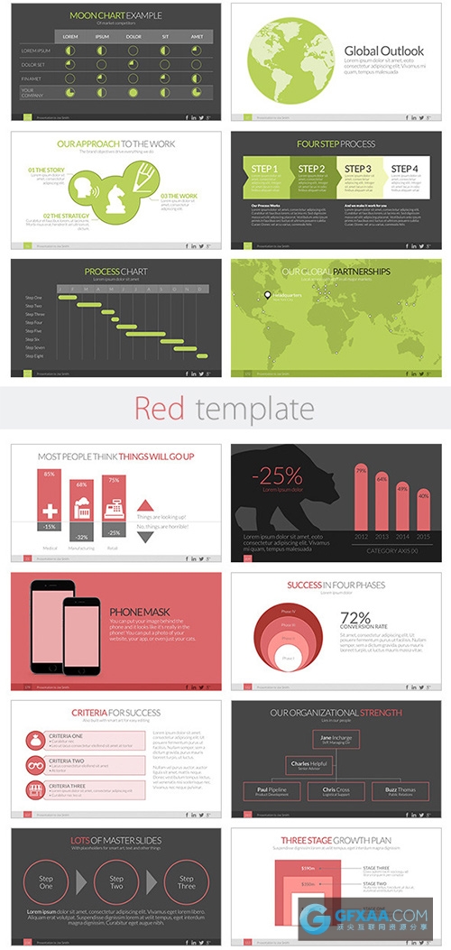 339页大型扁平化商务数据统计汇总PPT模板 - 顶尖PPT