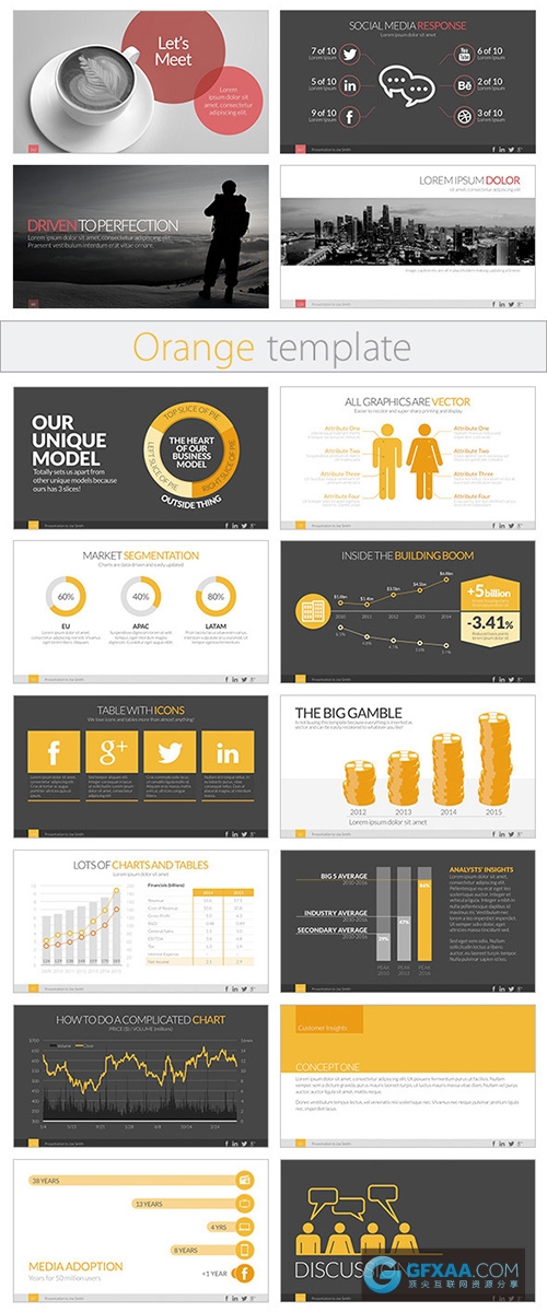 339页大型扁平化商务数据统计汇总PPT模板 - 顶尖PPT