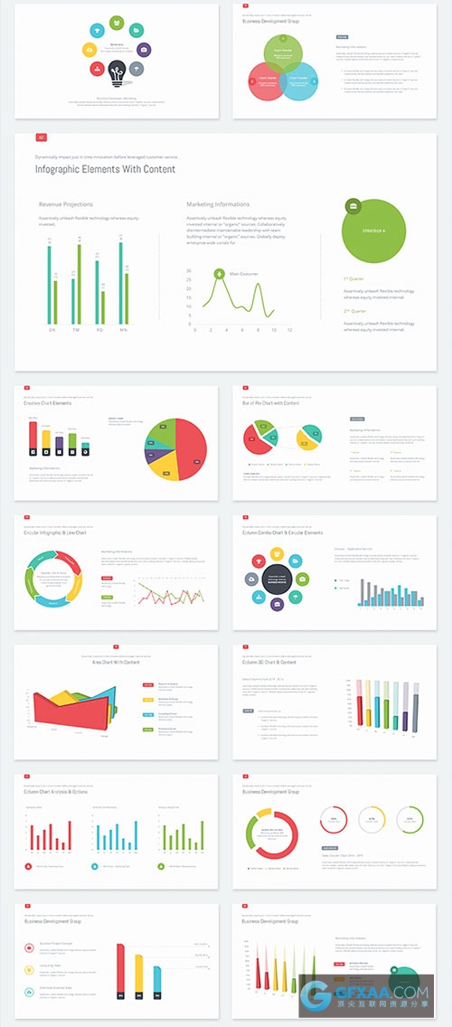 100多色图形图标简约风格多用途PPT模板 - 顶尖PPT
