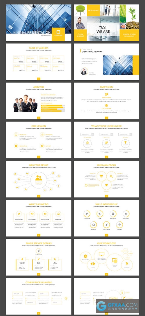 60页商务简约PPT模板13种配色方案 - 顶尖PPT