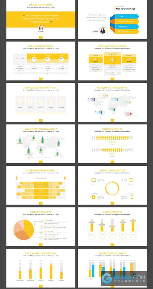 60页商务简约PPT模板13种配色方案 - 顶尖PPT