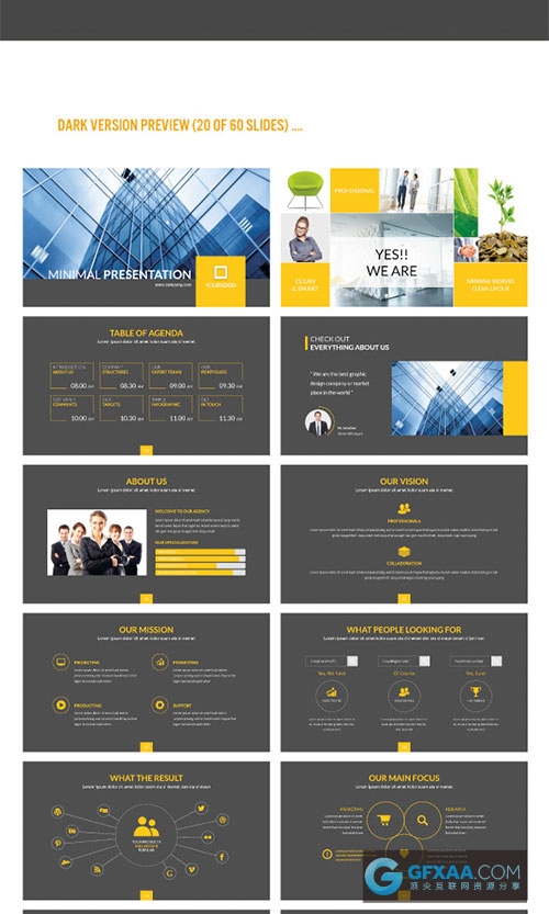 60页商务简约PPT模板13种配色方案 - 顶尖PPT