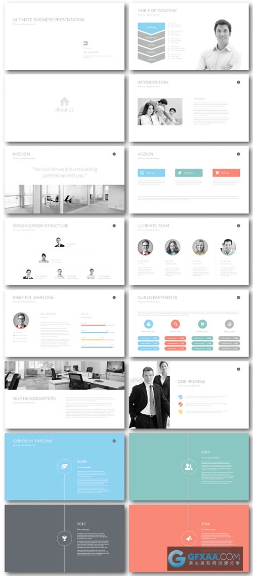 100页极简商务多种配色风格PPT模板 - 顶尖PPT