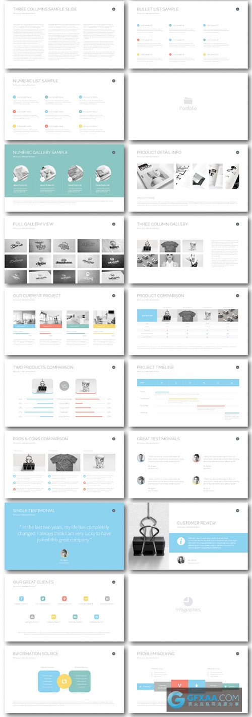 100页极简商务多种配色风格PPT模板 - 顶尖PPT
