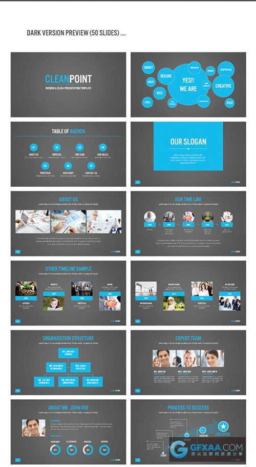 50页蓝色团队公司介绍业务合作PPT模板 - 顶尖PPT