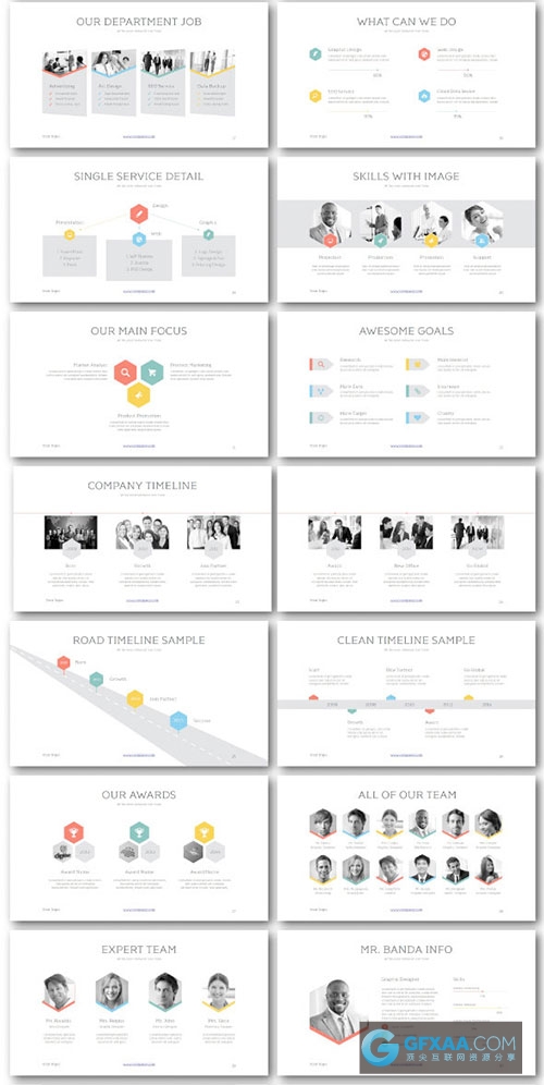 120多页简约背景缤纷色彩图标图形PPT模板 - 顶尖PPT