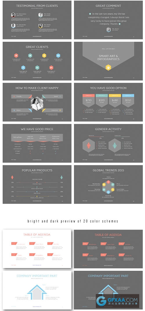 120多页简约背景缤纷色彩图标图形PPT模板 - 顶尖PPT