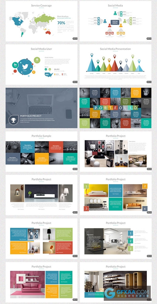 100多页10中配色方案高清商务通用PPT模板 - 顶尖PPT