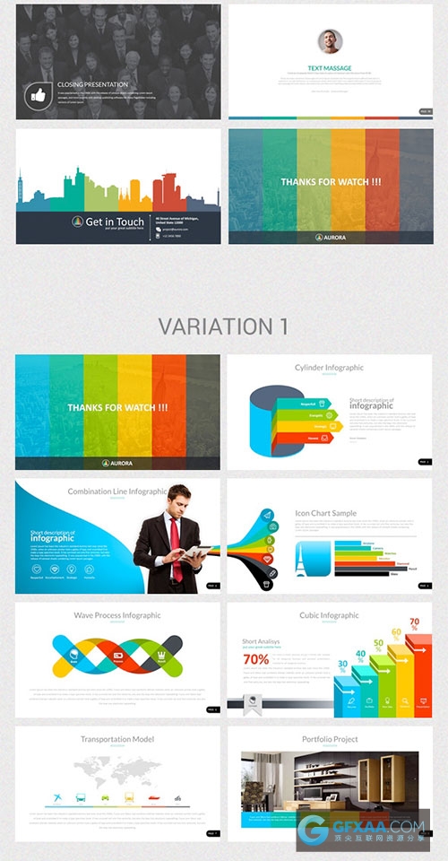 100多页10中配色方案高清商务通用PPT模板 - 顶尖PPT