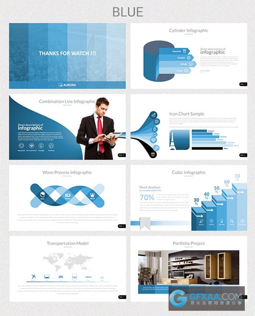 100多页10中配色方案高清商务通用PPT模板 - 顶尖PPT