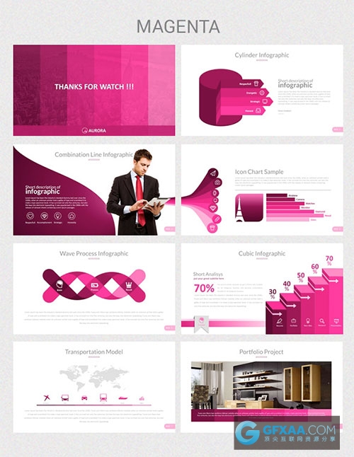 100多页10中配色方案高清商务通用PPT模板 - 顶尖PPT