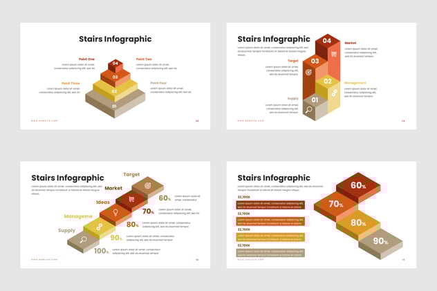 递进阶梯流程图形展示Keynote模板 - 顶尖PPT