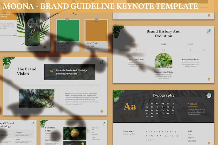 菠萝果汁品牌指南介绍宣传指导方针keynote模板 - 顶尖PPT