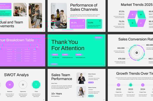 销售业绩分析报告Keynote模板 - 顶尖PPT