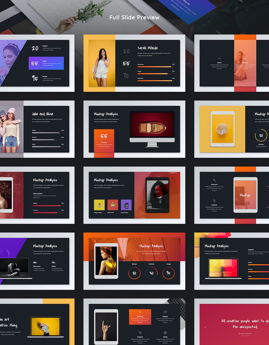 广告创意公司作品展示PPT模板 - 顶尖PPT